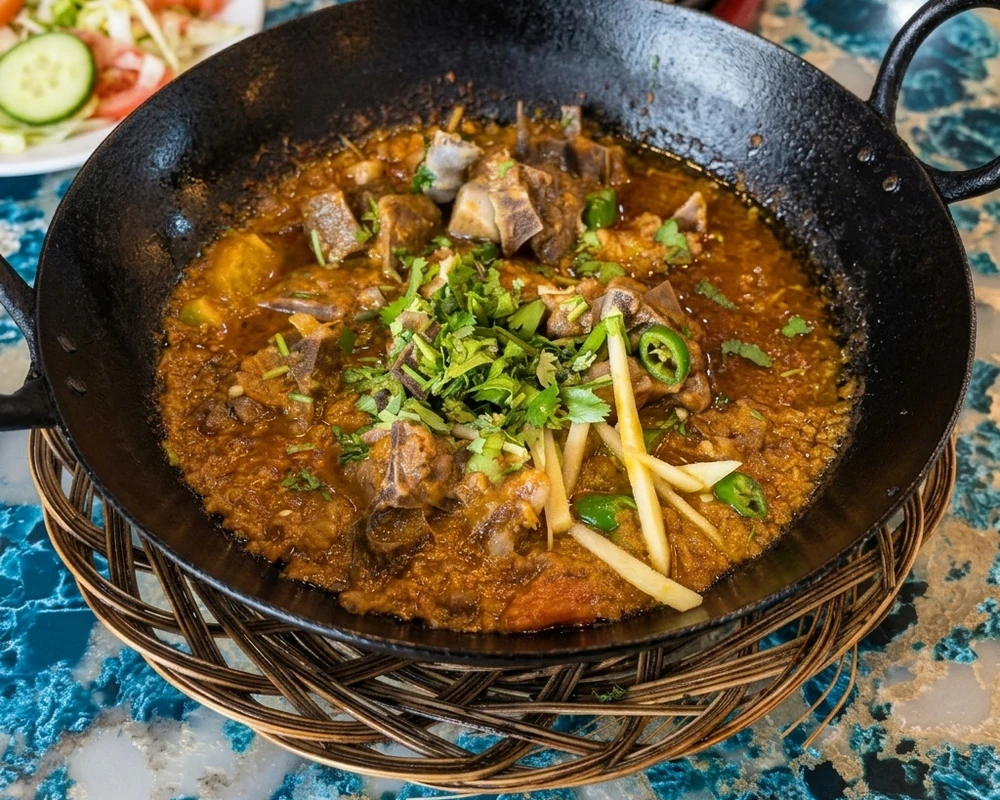 Shinwari-style goat karahi at Shinwari Karahi restaurant in Calgary